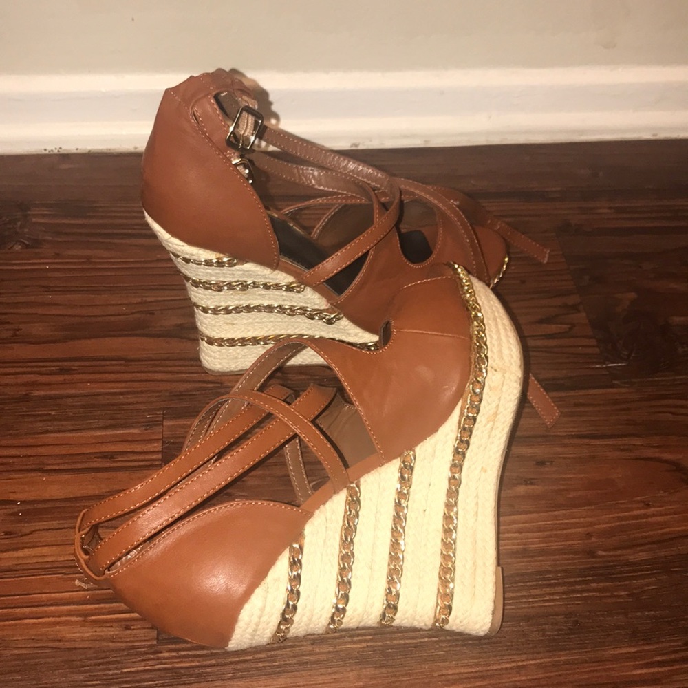Shoedazzle Scene Cognac Platform Heels